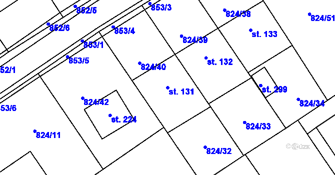 Parcela st. 131 v KÚ Molenburk, Katastrální mapa