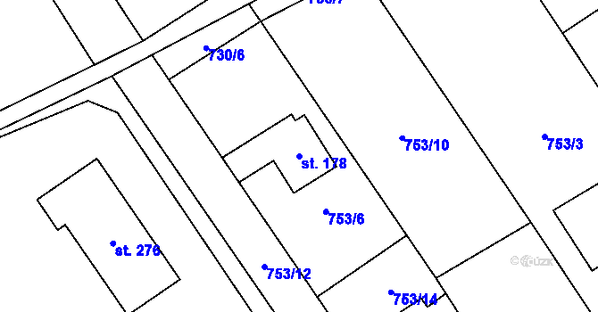 Parcela st. 178 v KÚ Molenburk, Katastrální mapa