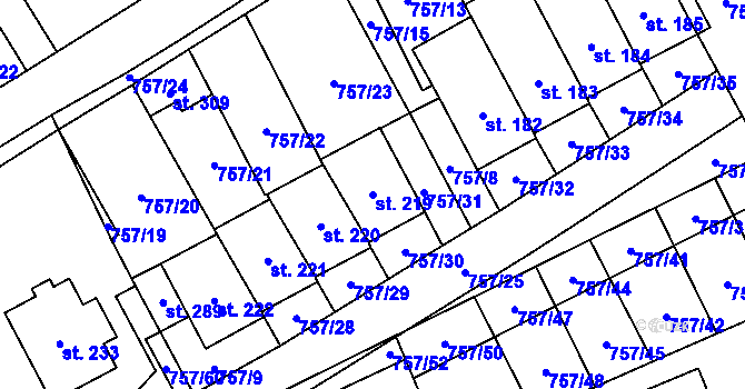 Parcela st. 219 v KÚ Molenburk, Katastrální mapa