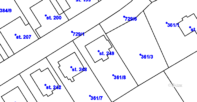 Parcela st. 249 v KÚ Molenburk, Katastrální mapa