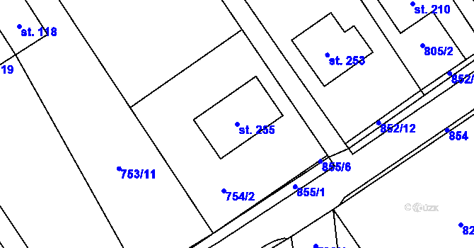 Parcela st. 255 v KÚ Molenburk, Katastrální mapa