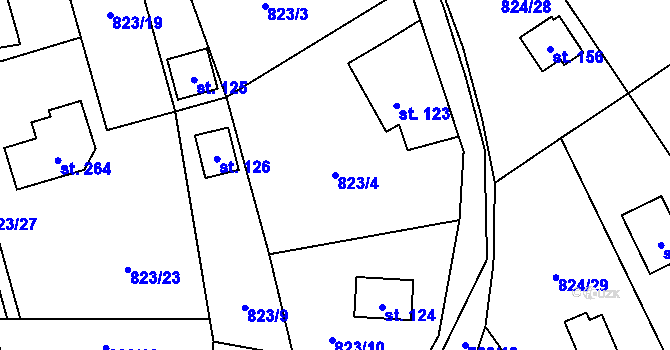 Parcela st. 823/4 v KÚ Molenburk, Katastrální mapa