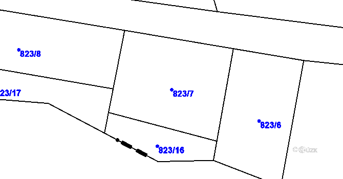Parcela st. 823/7 v KÚ Molenburk, Katastrální mapa