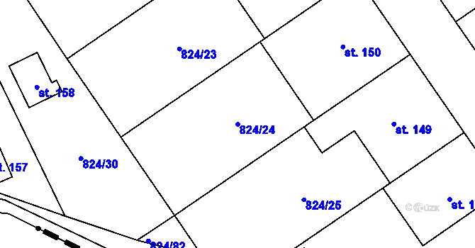 Parcela st. 824/24 v KÚ Molenburk, Katastrální mapa