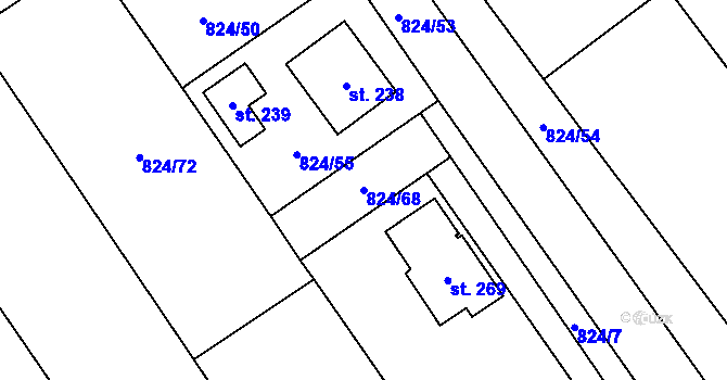 Parcela st. 824/68 v KÚ Molenburk, Katastrální mapa
