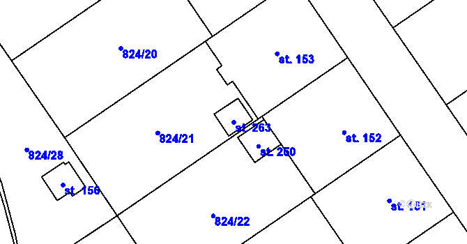 Parcela st. 263 v KÚ Molenburk, Katastrální mapa