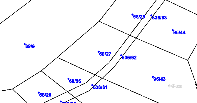 Parcela st. 68/27 v KÚ Molenburk, Katastrální mapa