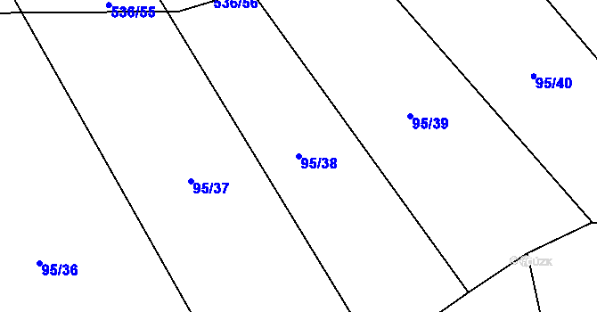 Parcela st. 95/38 v KÚ Molenburk, Katastrální mapa