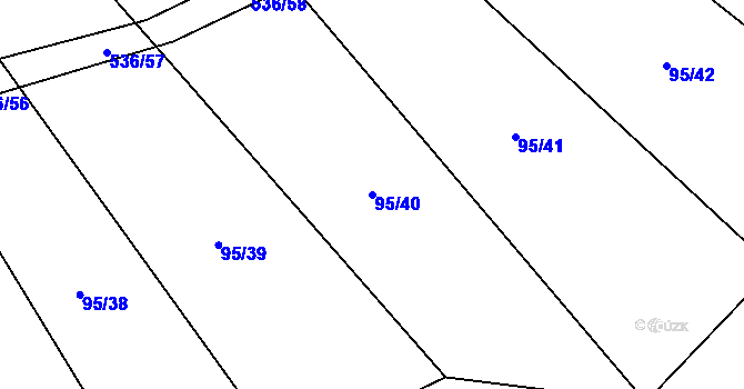 Parcela st. 95/40 v KÚ Molenburk, Katastrální mapa