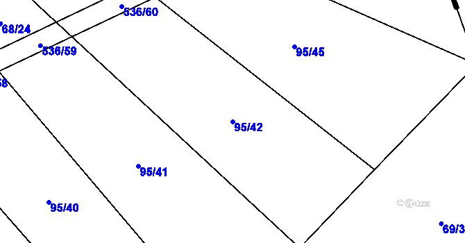 Parcela st. 95/42 v KÚ Molenburk, Katastrální mapa