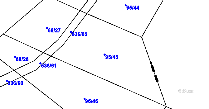 Parcela st. 95/43 v KÚ Molenburk, Katastrální mapa