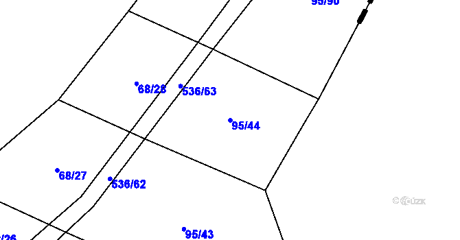 Parcela st. 95/44 v KÚ Molenburk, Katastrální mapa
