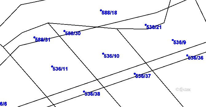 Parcela st. 536/10 v KÚ Molenburk, Katastrální mapa