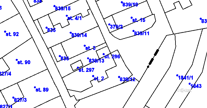 Parcela st. 296 v KÚ Molenburk, Katastrální mapa