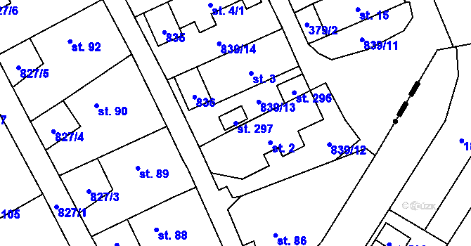 Parcela st. 297 v KÚ Molenburk, Katastrální mapa