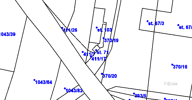 Parcela st. 71 v KÚ Vysočany u Znojma, Katastrální mapa