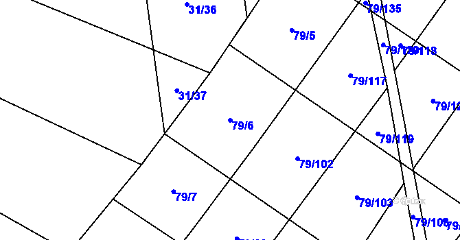 Parcela st. 79/6 v KÚ Vysočany u Znojma, Katastrální mapa