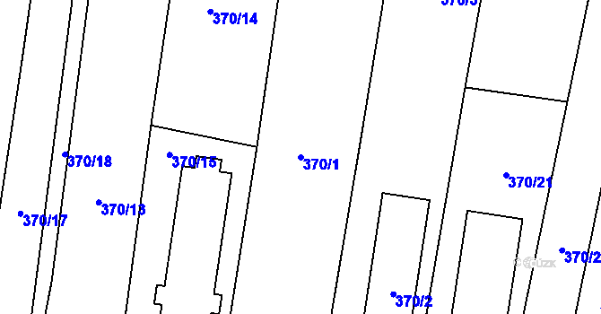 Parcela st. 370/1 v KÚ Vysočany u Znojma, Katastrální mapa