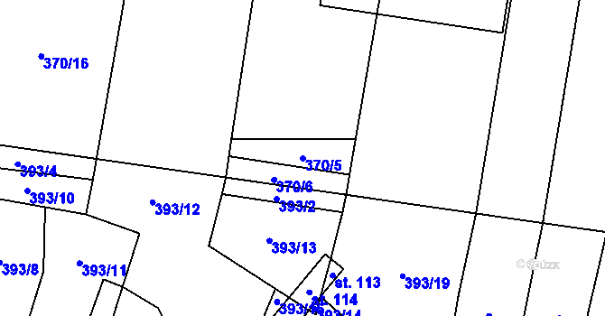 Parcela st. 370/5 v KÚ Vysočany u Znojma, Katastrální mapa
