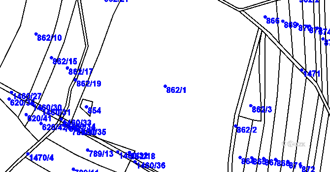 Parcela st. 862/1 v KÚ Vysočany u Znojma, Katastrální mapa