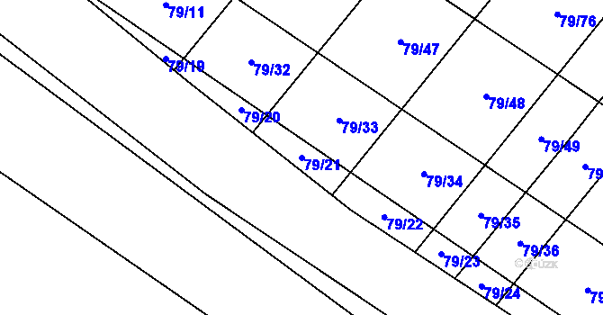 Parcela st. 79/21 v KÚ Vysočany u Znojma, Katastrální mapa
