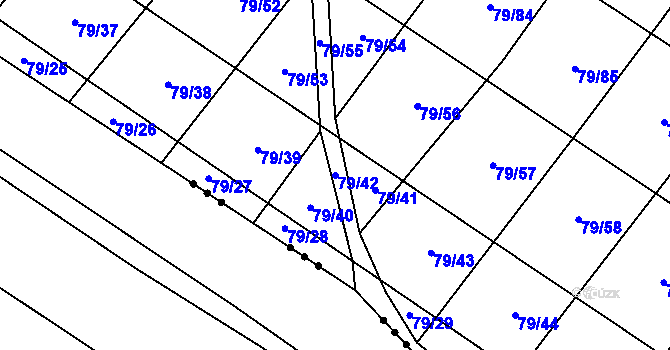 Parcela st. 79/42 v KÚ Vysočany u Znojma, Katastrální mapa