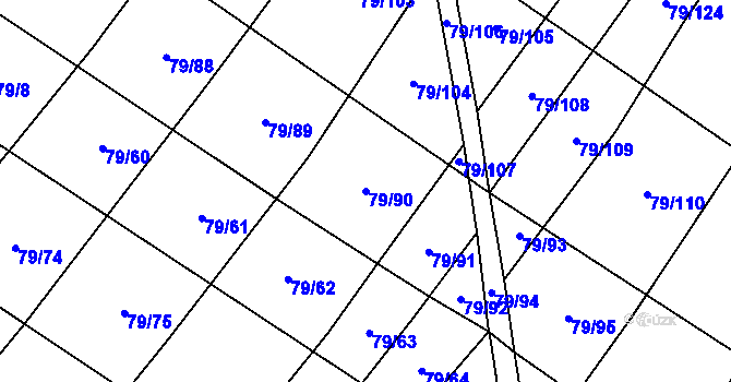 Parcela st. 79/90 v KÚ Vysočany u Znojma, Katastrální mapa