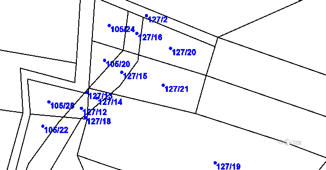 Parcela st. 127/21 v KÚ Vysočany u Znojma, Katastrální mapa