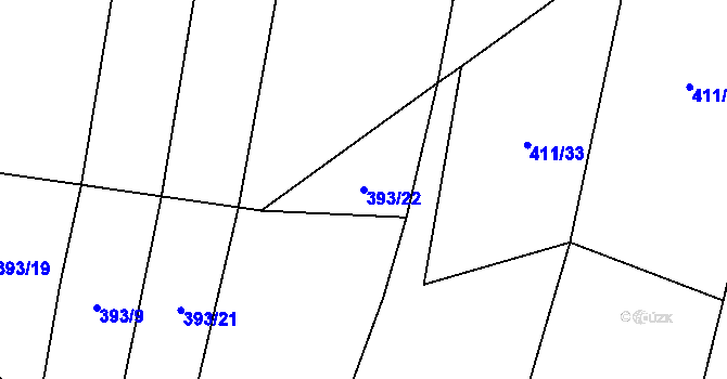 Parcela st. 393/22 v KÚ Vysočany u Znojma, Katastrální mapa