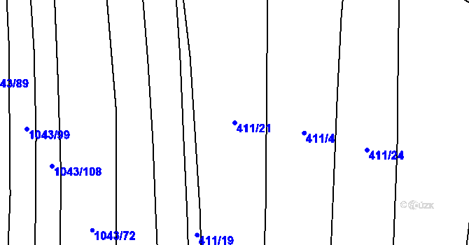 Parcela st. 411/21 v KÚ Vysočany u Znojma, Katastrální mapa