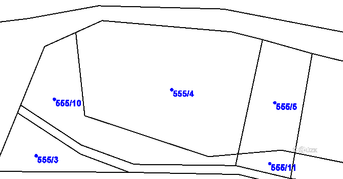 Parcela st. 555/4 v KÚ Vysočany u Znojma, Katastrální mapa