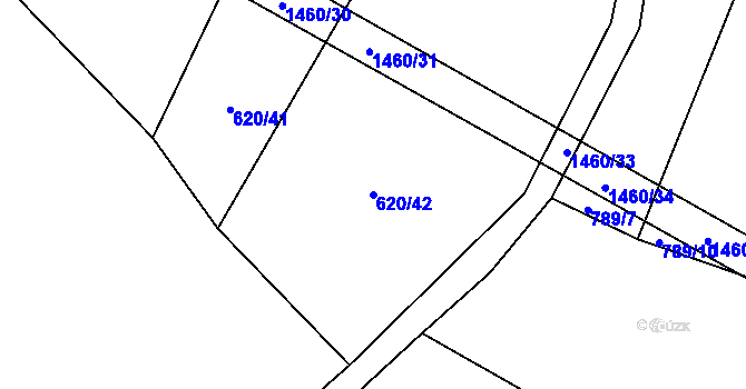 Parcela st. 620/42 v KÚ Vysočany u Znojma, Katastrální mapa