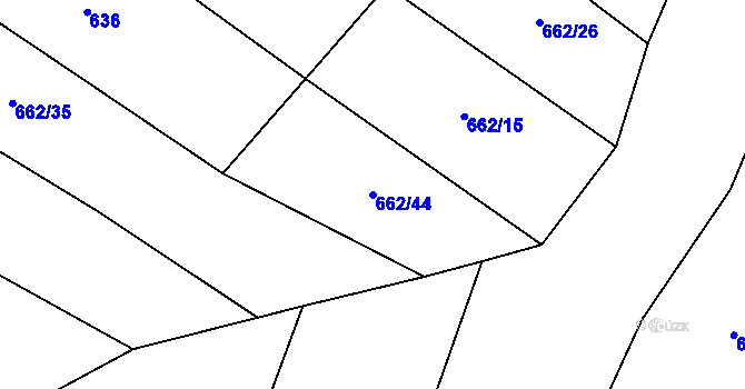 Parcela st. 662/44 v KÚ Vysočany u Znojma, Katastrální mapa
