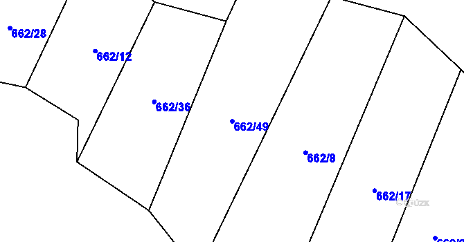 Parcela st. 662/49 v KÚ Vysočany u Znojma, Katastrální mapa