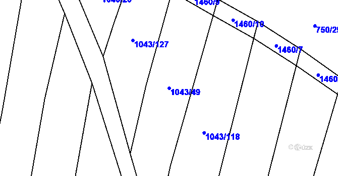 Parcela st. 1043/49 v KÚ Vysočany u Znojma, Katastrální mapa