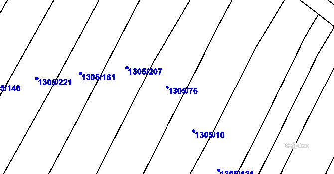 Parcela st. 1305/76 v KÚ Vysočany u Znojma, Katastrální mapa