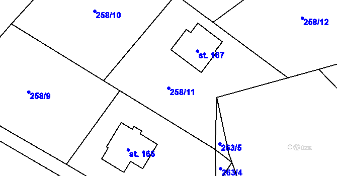 Parcela st. 258/11 v KÚ Dřevíkov, Katastrální mapa