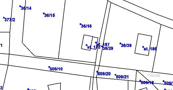 Parcela st. 173 v KÚ Dřevíkov, Katastrální mapa