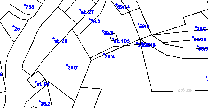 Parcela st. 29/4 v KÚ Dřevíkov, Katastrální mapa