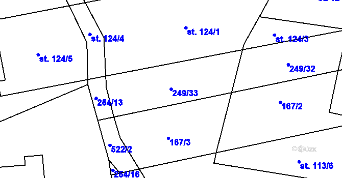 Parcela st. 249/33 v KÚ Dřevíkov, Katastrální mapa