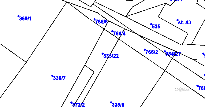 Parcela st. 335/22 v KÚ Dřevíkov, Katastrální mapa