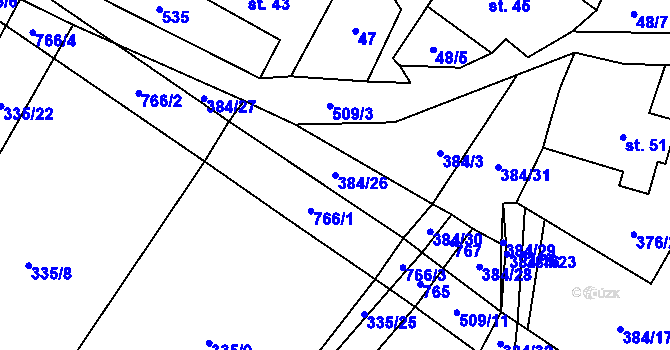 Parcela st. 384/26 v KÚ Dřevíkov, Katastrální mapa