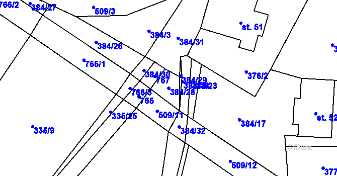 Parcela st. 384/28 v KÚ Dřevíkov, Katastrální mapa
