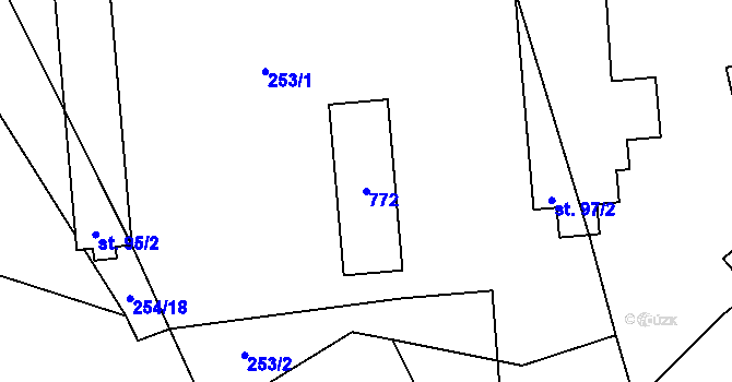 Parcela st. 772 v KÚ Dřevíkov, Katastrální mapa