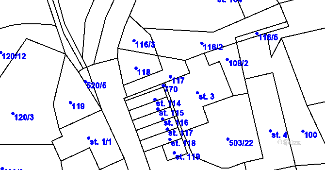 Parcela st. 2 v KÚ Dřevíkov, Katastrální mapa