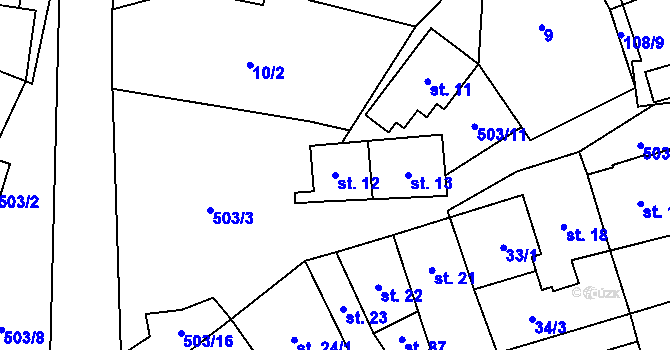 Parcela st. 12 v KÚ Dřevíkov, Katastrální mapa