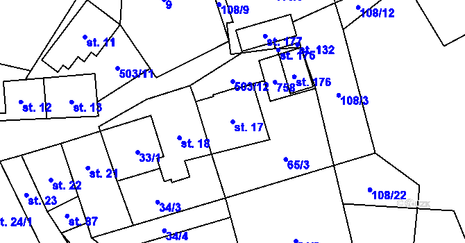 Parcela st. 17 v KÚ Dřevíkov, Katastrální mapa