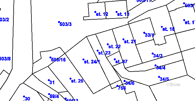Parcela st. 23 v KÚ Dřevíkov, Katastrální mapa