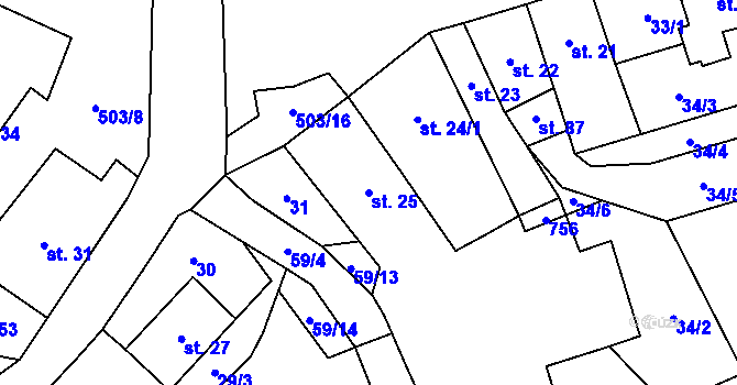 Parcela st. 25 v KÚ Dřevíkov, Katastrální mapa
