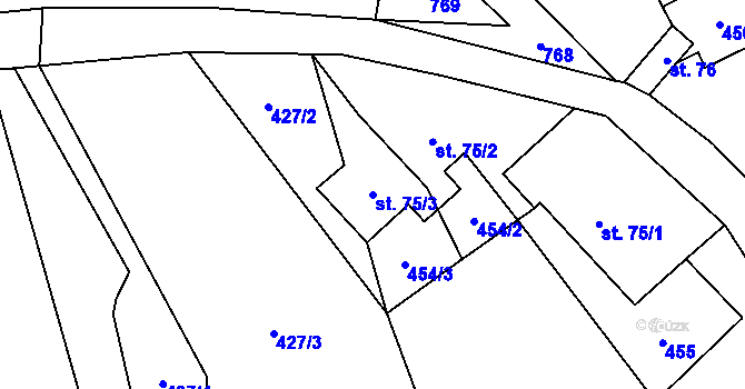 Parcela st. 75/3 v KÚ Dřevíkov, Katastrální mapa
